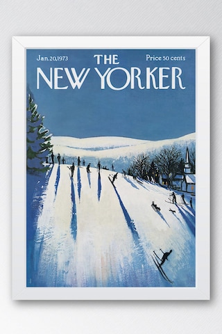 The New Yorker Çerçeveli Tablo January 20 1973 - Skiing Kayak Tablosu