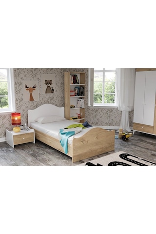 Baby Darling Zebra Karyola 90x200cm Tek Kişilik Meşe %100 Mdf 4 Bölge Destekli