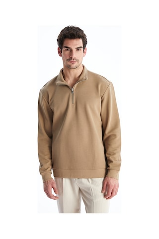 Lcw Vision Bej Dik Yaka Erkek Sweatshirt