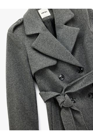 Koton Cepli Uzun Kollu Kemerli Kruvaze Uzun Kaşe Kaban Antrasit 6wak00237ew Antrasit