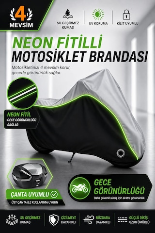 Mondial 250 Ressivo Branda Neon Fitili Motosiklet Brandası Gri-siyah-yeşil