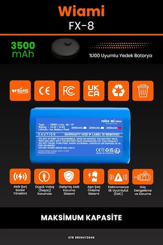 Wiami Fx 8 3500mAh Robot Süpürge Bataryası