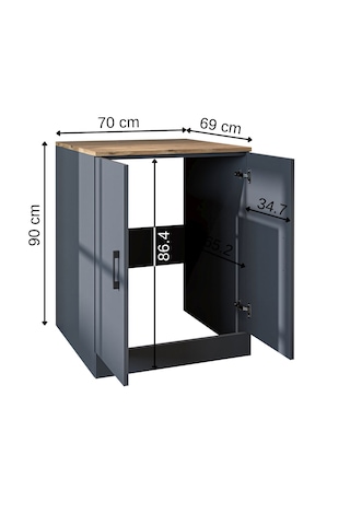 Çamaşır Kurutma Makinesi Alt Dolabı Kapaklı Banyo Alt Dolap Antrasit - Atlantik Çam