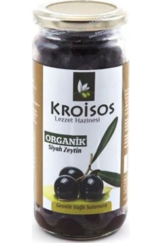 Kroisos Gemlik Salamura Organik Siyah Zeytin Cam 700 G