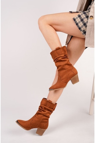 Gimer - Taba Süet Kovboy Çizme - Cng100702G Taba