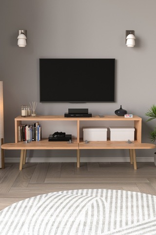 Tv Sehpası 2 Kapaklı Tv Sehpası Düşer Kapaklı Tv Ünitesi Televizyon Sehpası 120 Cm Sicilya Çam Çam