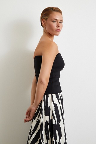 Straplez Top Siyah Siyah