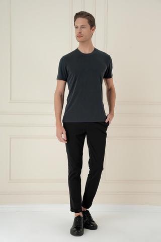 Efor Comfort Fit Bisiklet Yaka Modal Kısa Kol Casual Siyah Tişört Ts 895 Siyah