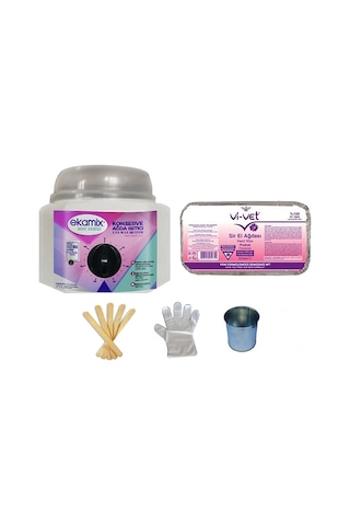 Ekamix Konserve Ağda Makinesi + Vivet Pudralı Ağda 500 ML + Cezve