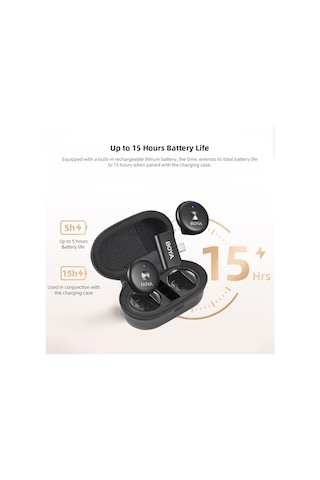 Boya Omic-ub Kablosuz Mikrofon Sistemi 1 Alıcı + 2 Verici + 1 Şarj Kutusu 50m İletim Menzili Dahili Pil Android Telefonlar Bilgisayar Dizüstü Bilgisayar Kamera İçin Canlı Yayın