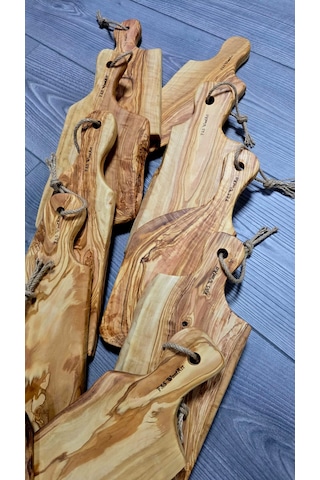 Tek Parça Yekpare Edremit Doğal Zeytin Ağacı Saplı Kesme Tahtası