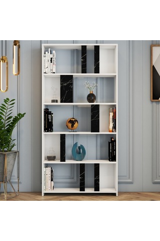 Variant Lima Çalışma Masası Ve Kitaplık Takımı - Beyaz / Siyah Me Beyaz