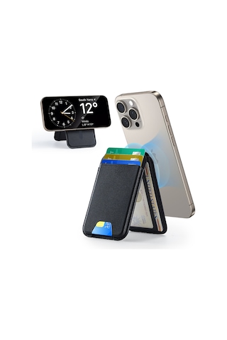 Halolock Vegan Leather Wallet Stand Standlı Cüzdan Siyah