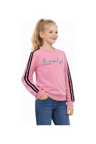 Kız Çocuk Kol Şeritli Sweatshirt Bgl-st05269 Pembe