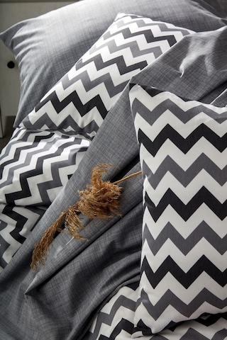 BonjardinHome Tek Kişilik %100 Pamuklu Gri Nevresim Takımı Gri Siyah