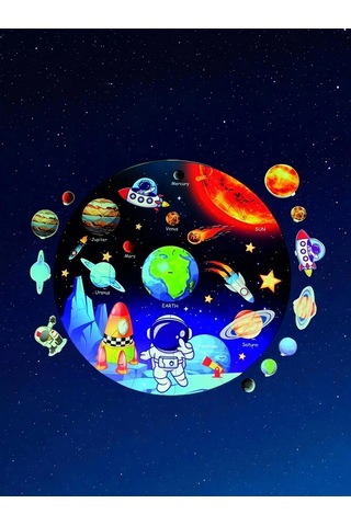 3d Uzay Yolculuğu Büyük Ahşap Puzzle - Büyük Boy 44 Parça - 60 X 60 Cm