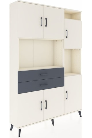 Arges Dolap 9 Raflı 2 Çekmeceli 6 Kapaklı 132x30x195 Aytaşı-aytaşı/antrasit Aytası/antrasıt
