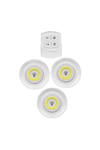 3Lü Uzaktan Kumandalı Yapışkanlı Kablosuz Led Spot Lambalar