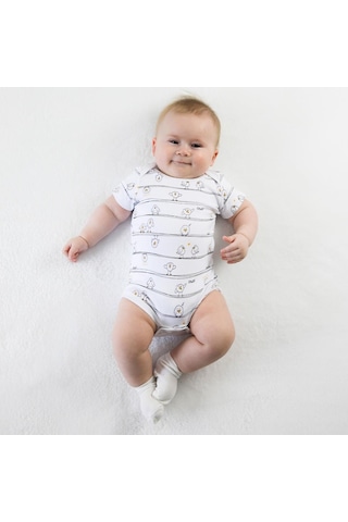Owlishop Owli Bebek Body Kısa Kol Early Birds Beyaz