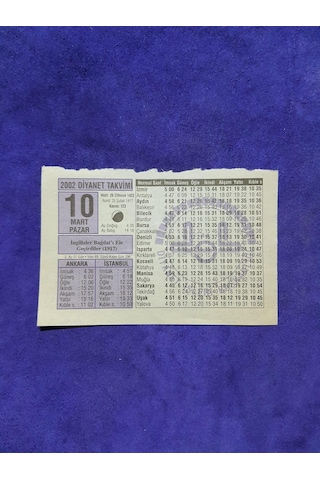 10 Mart 2002 Takvim Yaprağı - Nostalji Koleksiyonluk Takvim Yaprağı