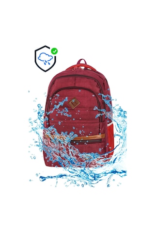 Su Gecirmez Cordura Kumas Punterez Dikisli Laptop Ve Suluk Bolmeli Gunluk Ve Okul Sirt Cantasi Bordo