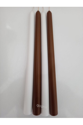 Yılbaşı Özel Serisi 4'lü Kahverengi Beyaz Şamdan Doğal Soya Mumu