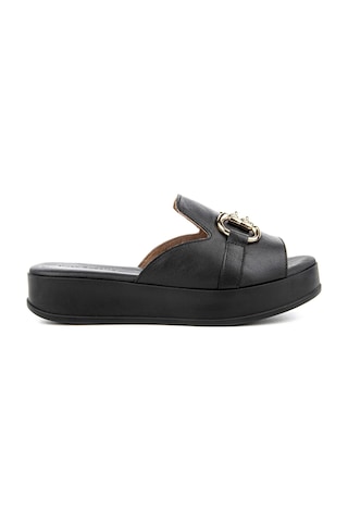 Hush Puppies Asan 624219 Hakiki Deri Kadın Terlik Siyah Siyah