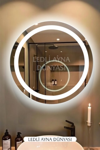 Ledliaynadünyası 60 Cm Beyaz Ledli Banyo Antre Makyaj Aynası Beyaz - Gümüş
