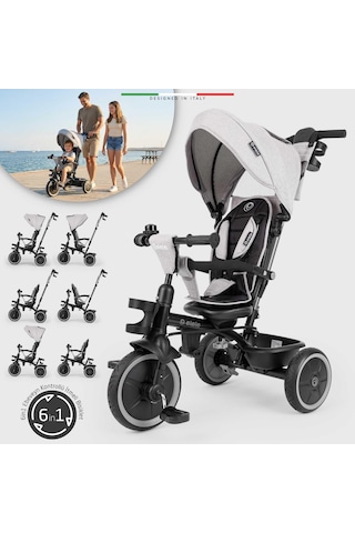 Elele Fertile 6in1 Ebeveyn Kontrollü 3 Tekerlekli Çocuk Bisikleti Çift Yönlü Gri