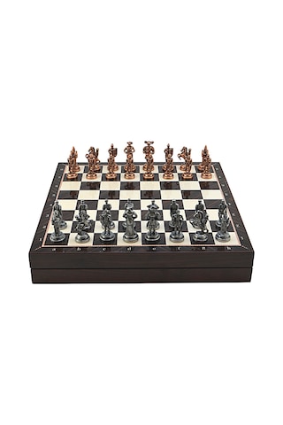 Gifthome Orta Boy Metal İspanyol Satranç Takımı Antik Ve Ceviz De