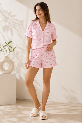 Lovensy Pempe Fiyonk Şortlu Pijama Takımı Pembe
