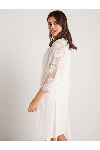 Magic Form 26414 Ekru Pamuklu Sabahlıklı Hamile Lohusa Gecelik Takımı