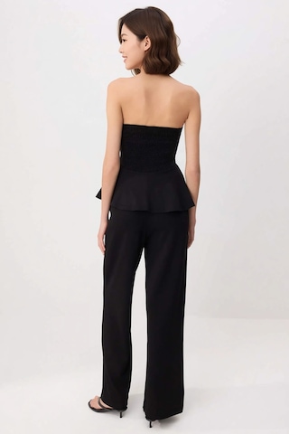 Benerly Kadın Straplez Peplum Detaylı Geniş Paça Uzun Örme Takım Soft Tou siyah