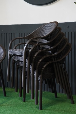 Alezy Bambu Rattan Kollu Koltuk 6 Adet Kahverengi