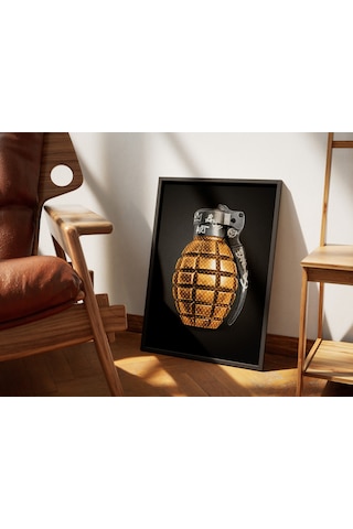 Altın Grenade Pop Art Ahşap Siyah Çerçeveli Tablo Poster
