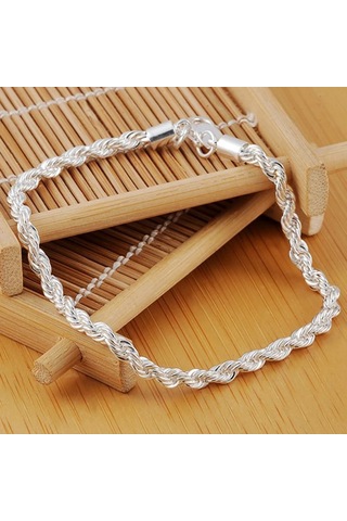 925ayar Gümüş 4 Mm Dalga Zinciri Bileklik