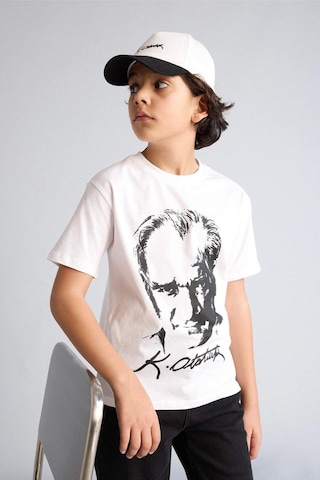 Defacto %100 Pamuk Atatürk Baskılı Tişört Erkek Çocuk B6938a826smwt34 Beyaz-wt34