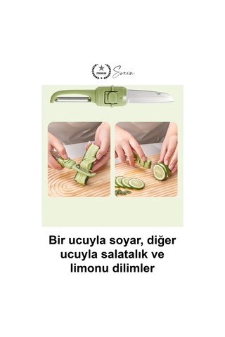 Çift Taraflı Meyve Sebze Bıçağı Soyacak Uçlu Paslanmaz Çelik Kılıflı Mutfak Gereci Salatalık Limon D