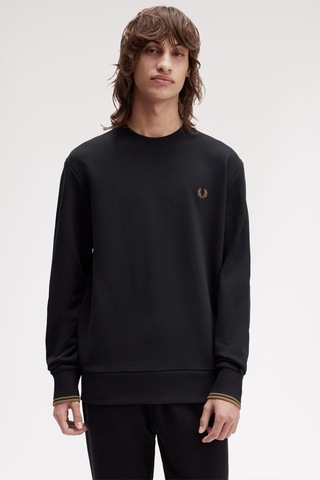 Fred Perry M7535 Crew Neck Erkek Sweatshirt Siyah