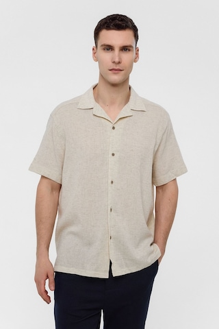 Backandbond Natural Relaxed Fit Küba Yaka Kısa Kollu Gömlek