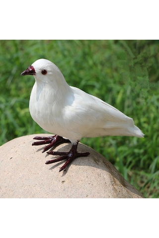 Suntek Yapay Tüylü Güvercin Kuş Yard Heykelcik Dekor Kuş 1