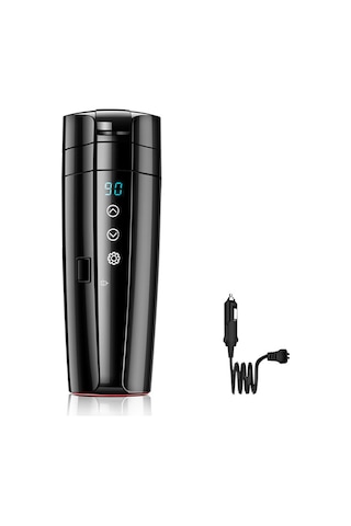 12v/24v Araba Isıtma Kupası, 400ml Paslanmaz Çelik Isıtmalı Seyahat Kupası Araba Akıllı Sıcaklık Kontrolü Elektrikli Su Isıtıcısı Kahve Çay