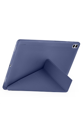 Samsung Galaxy Tab S11 Ultra Uyumlu Kılıf Tri Folding Kalem Bölmeli Katlanabilir Standlı Pu Yumuşak Kapak Kapaklı Kılıf