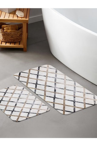Dijital Baskılı Yıkanabilir Kaymaz Taban 2li Banyo Halısı Paspas Klozet Takımı 4011b