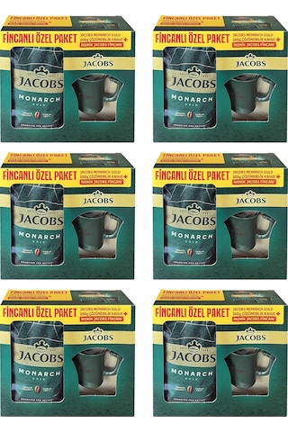 Jacobs Monarch Gold 200 Gr İkonik Jacobs Fincanlı Set X 6 Adet Çözünebilir