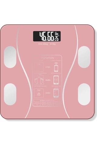 Pembe Renk Bluetooth Özellikli Akıllı Tartı Çok Renkli