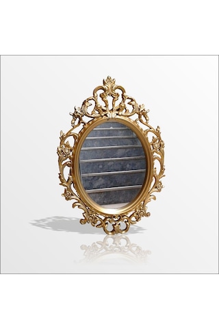 50X70 Oymalı Işlemeli Rustik Altın Yaldız Antik Duvar Boy Aynası Altın