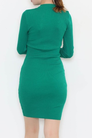 Mokashopin - Bisiklet Yaka Triko Elbise Koyuyeşil - 571.1612. 001
