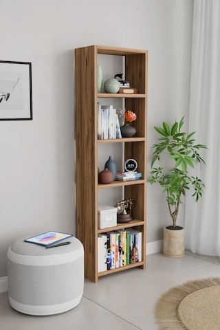 Alpaevmobilya Ahşap 5 Raflı 150 Cm Çok Amaçlı Açık Kitaplık Dekoratif Salon Rafı Düzenleyici Ve Organizer Atlantik Çam