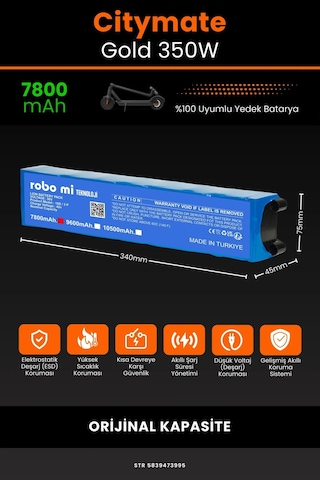 Citymate Gold 350w / 36v 7800mAh Elektrikli Scooter Bataryası